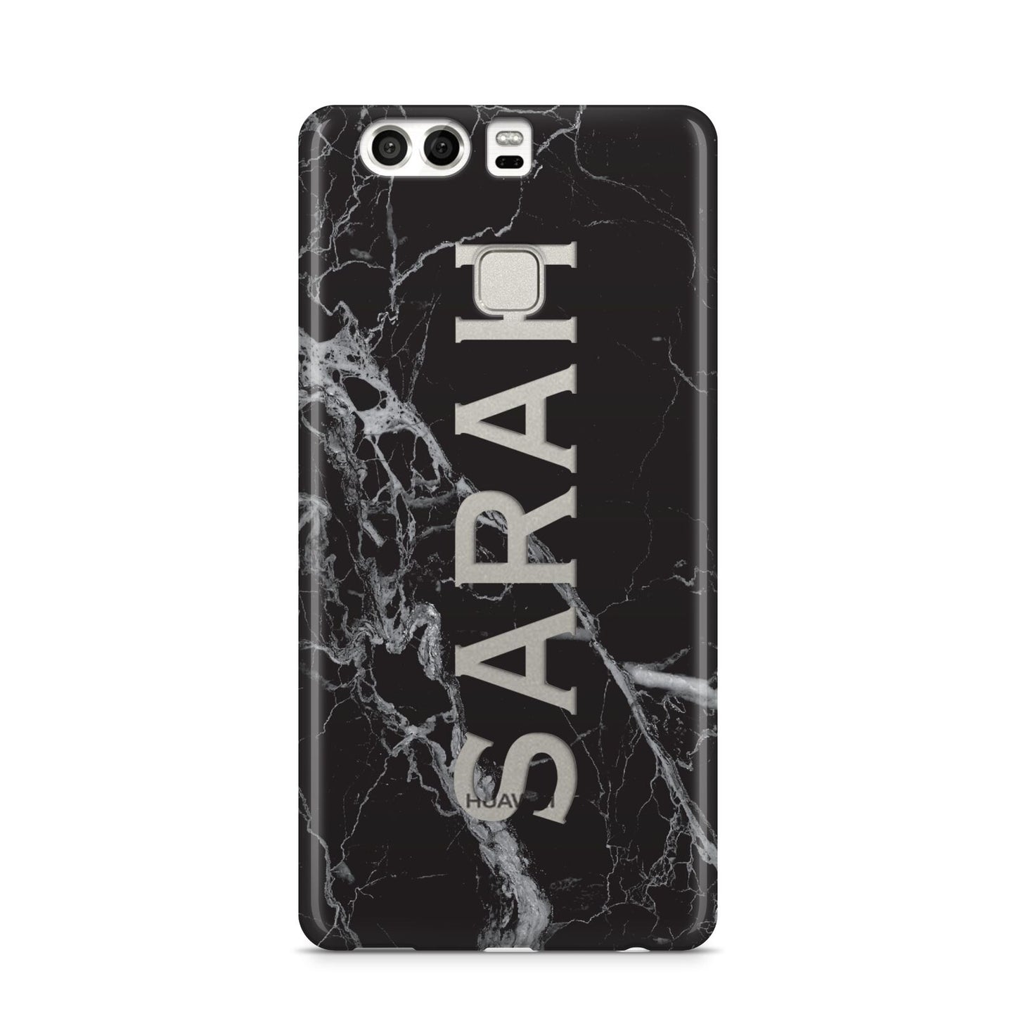 Personalised Clear Name Cutout Black Marble Custom Huawei P9 Case