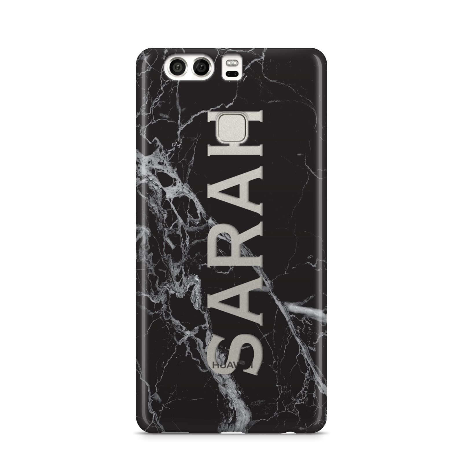 Personalised Clear Name Cutout Black Marble Custom Huawei P9 Case