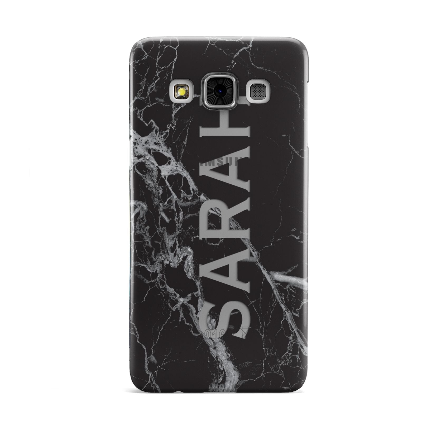 Personalised Clear Name Cutout Black Marble Custom Samsung Galaxy A3 Case