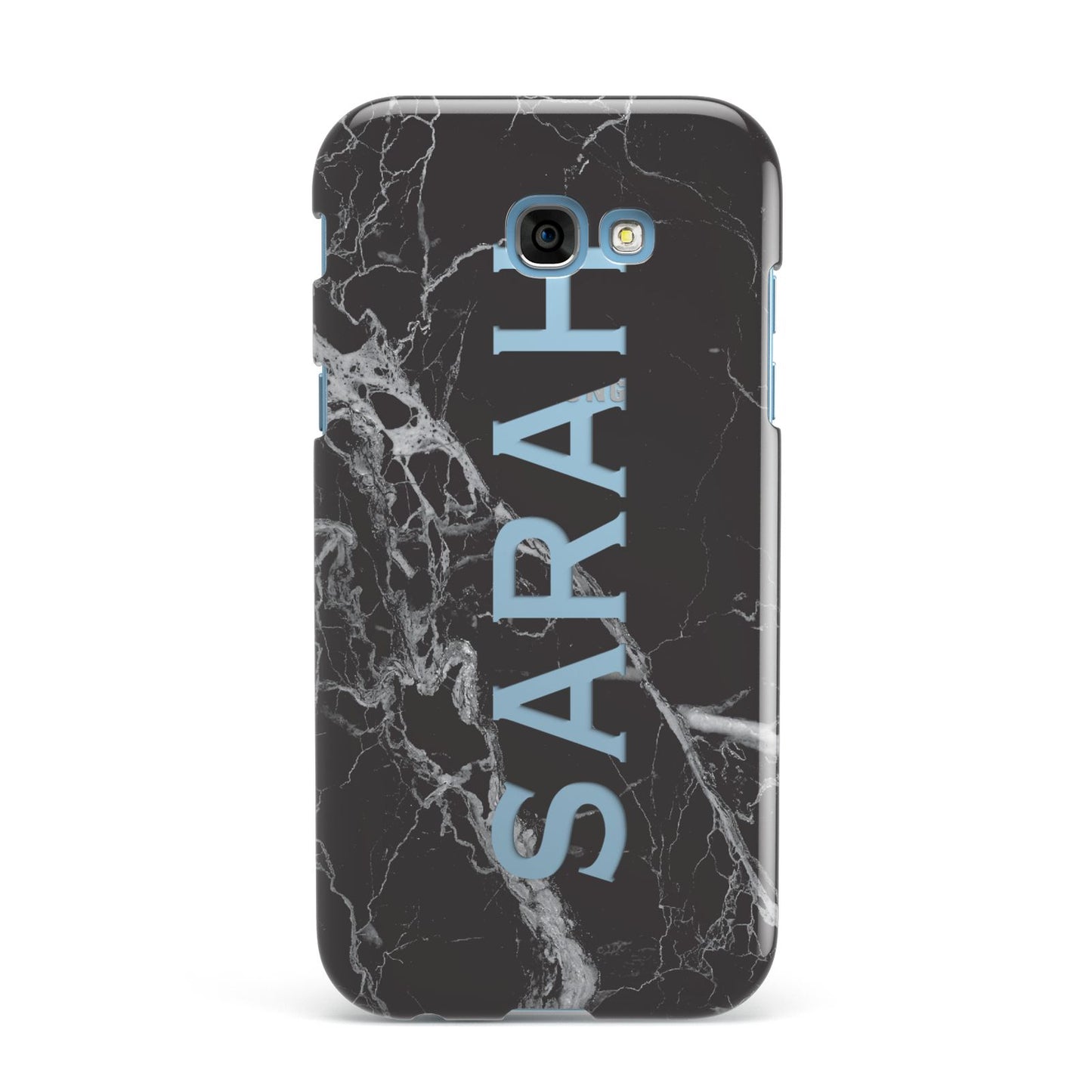 Personalised Clear Name Cutout Black Marble Custom Samsung Galaxy A7 2017 Case