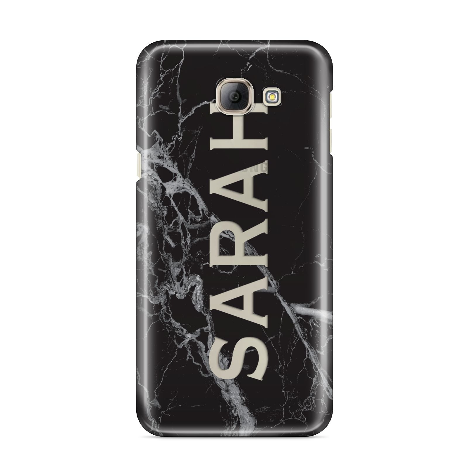 Personalised Clear Name Cutout Black Marble Custom Samsung Galaxy A8 2016 Case