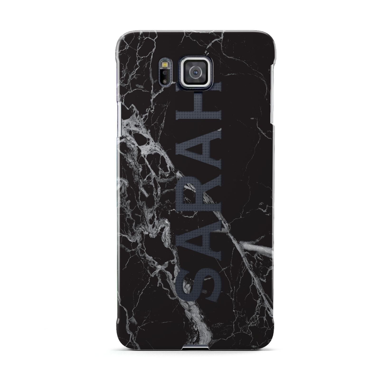 Personalised Clear Name Cutout Black Marble Custom Samsung Galaxy Alpha Case