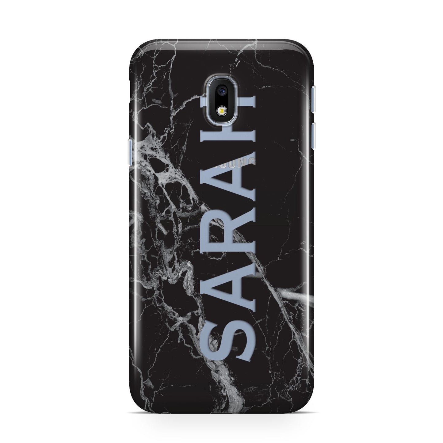 Personalised Clear Name Cutout Black Marble Custom Samsung Galaxy J3 2017 Case