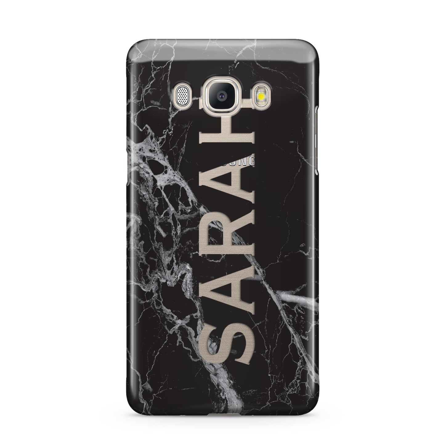 Personalised Clear Name Cutout Black Marble Custom Samsung Galaxy J5 2016 Case