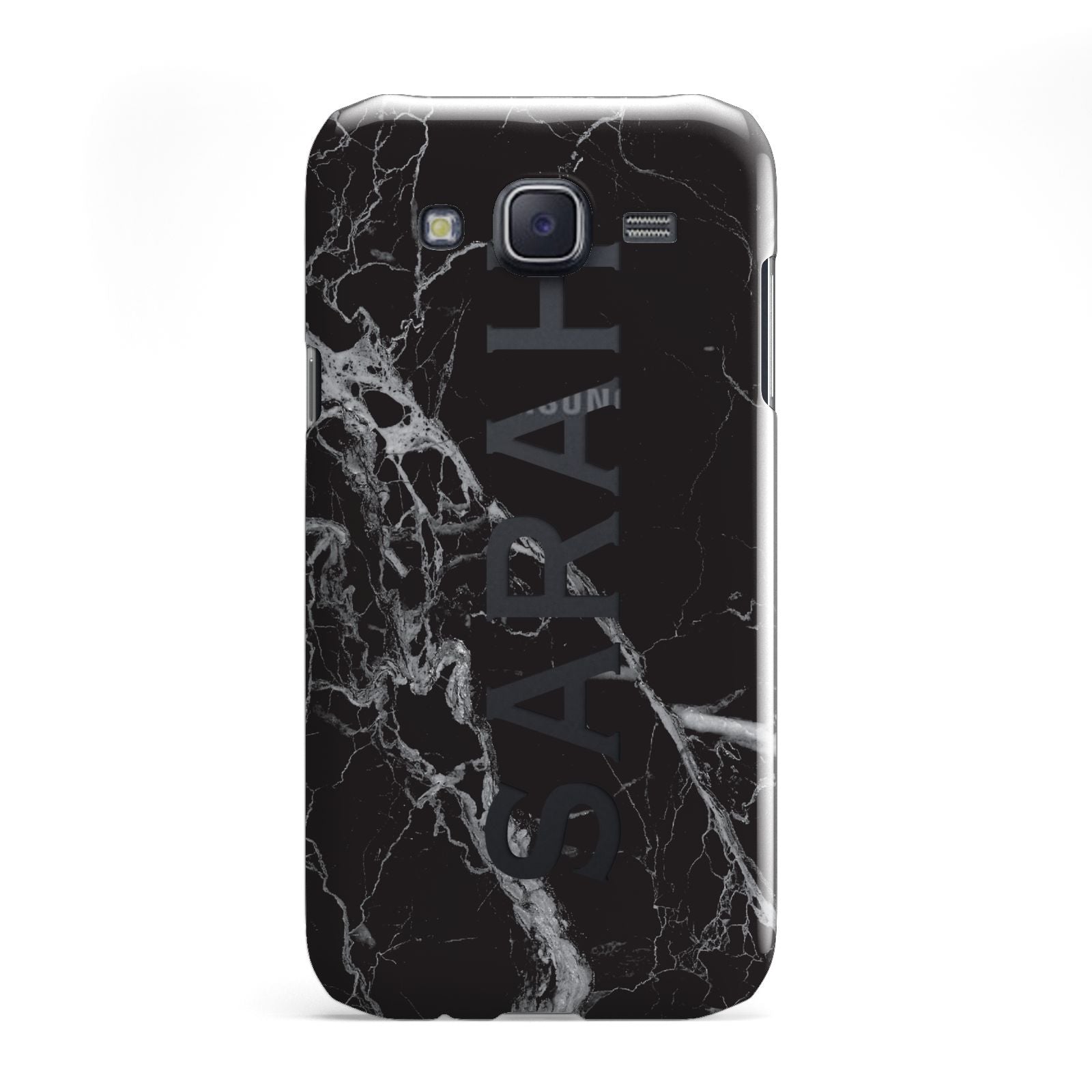 Personalised Clear Name Cutout Black Marble Custom Samsung Galaxy J5 Case