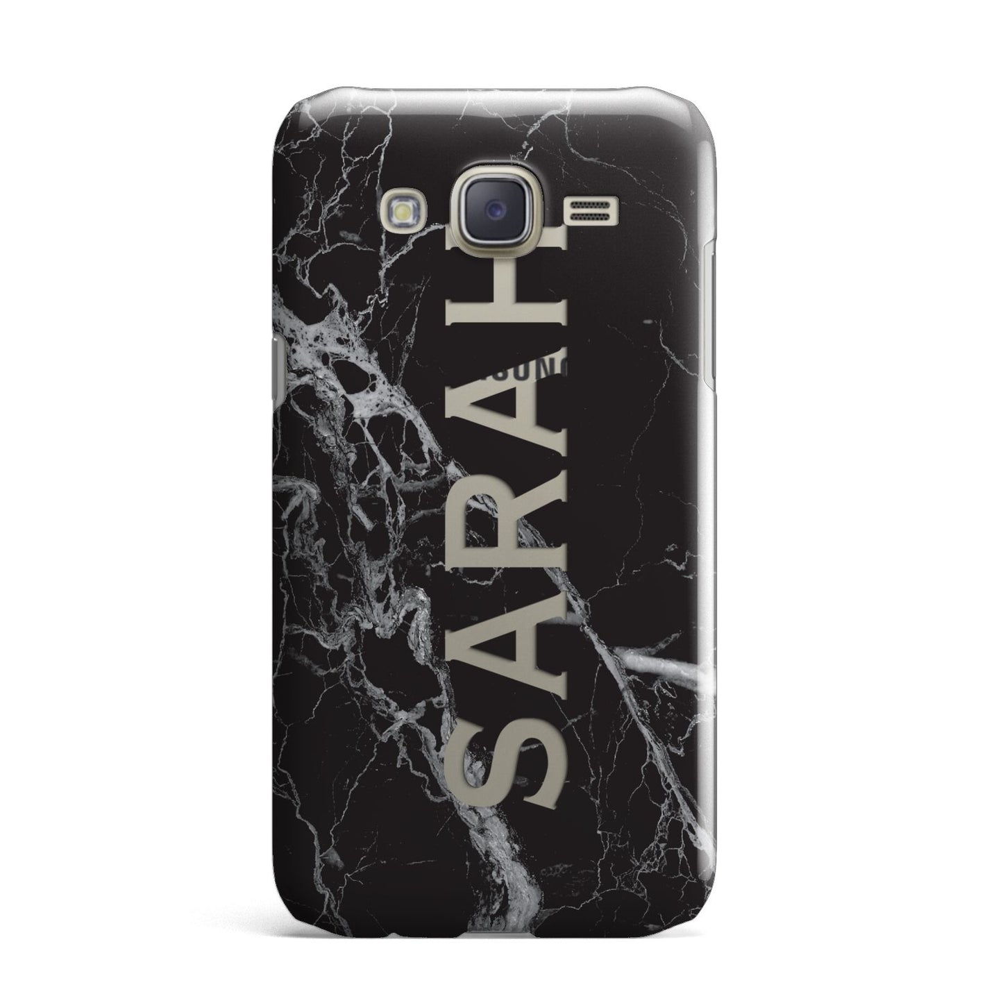 Personalised Clear Name Cutout Black Marble Custom Samsung Galaxy J7 Case