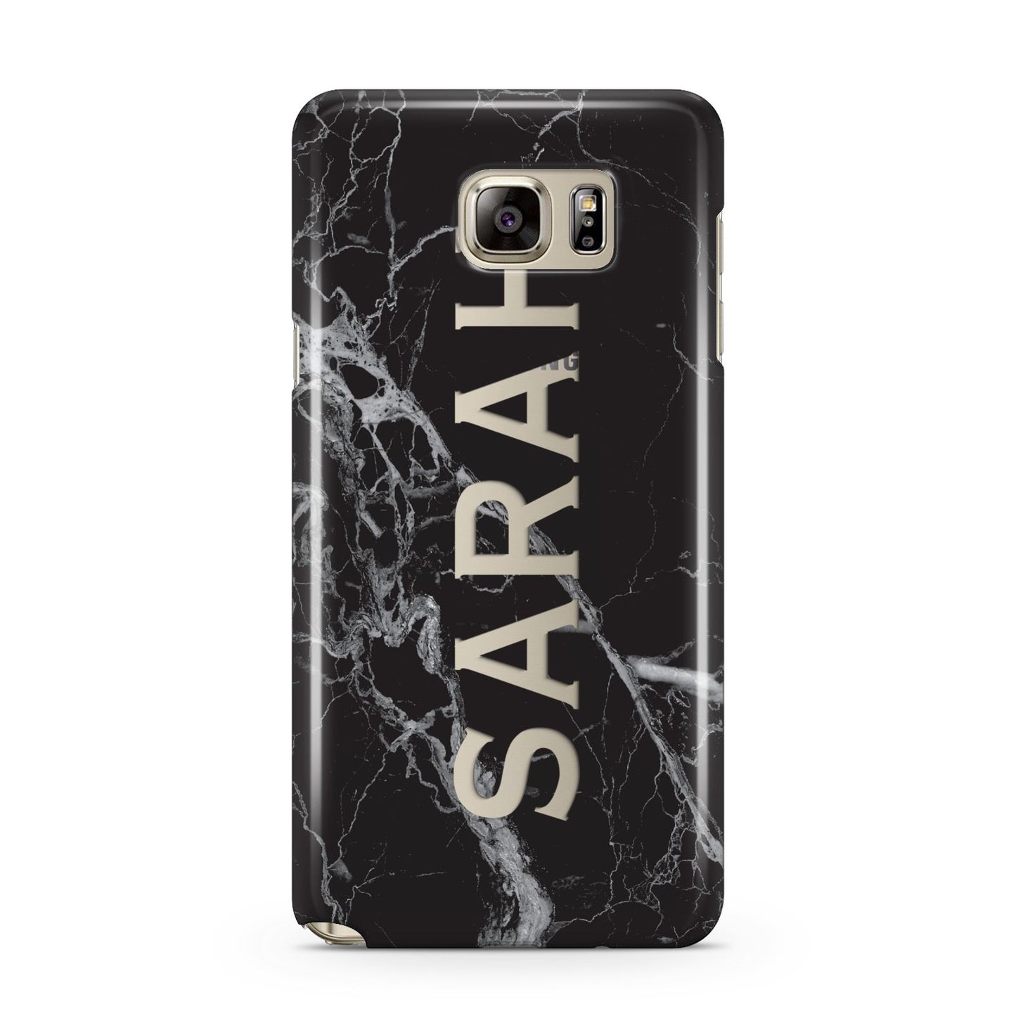 Personalised Clear Name Cutout Black Marble Custom Samsung Galaxy Note 5 Case