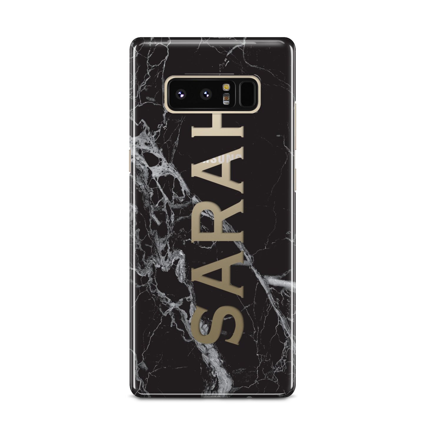 Personalised Clear Name Cutout Black Marble Custom Samsung Galaxy Note 8 Case