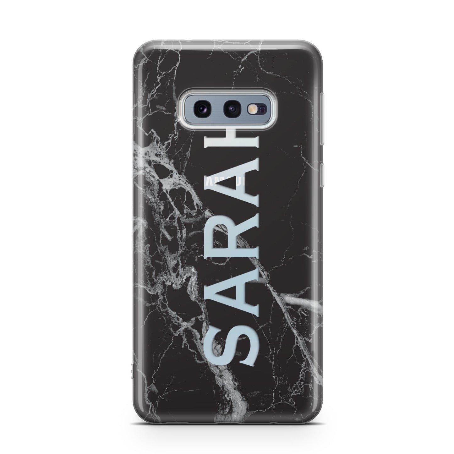 Personalised Clear Name Cutout Black Marble Custom Samsung Galaxy S10E Case