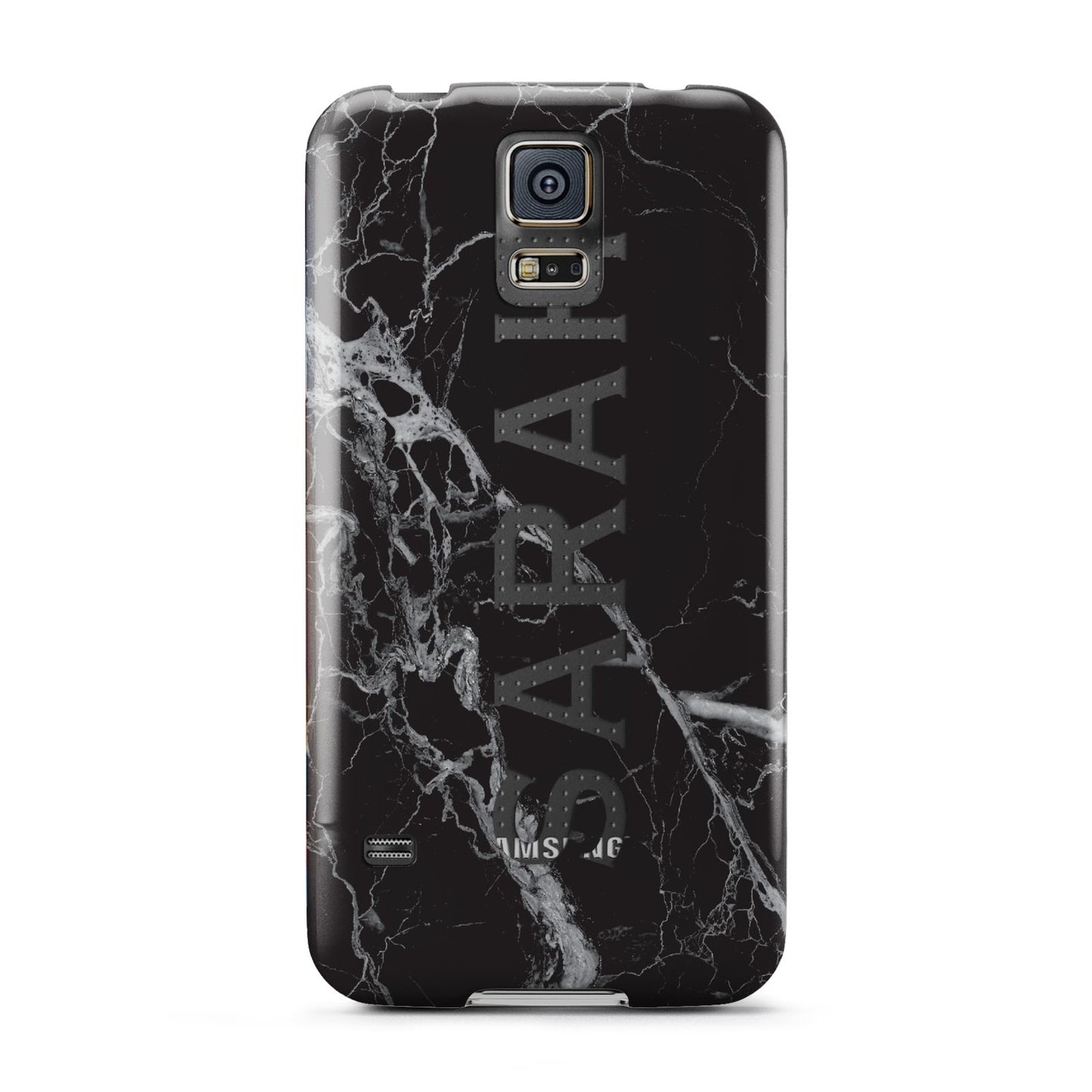 Personalised Clear Name Cutout Black Marble Custom Samsung Galaxy S5 Case