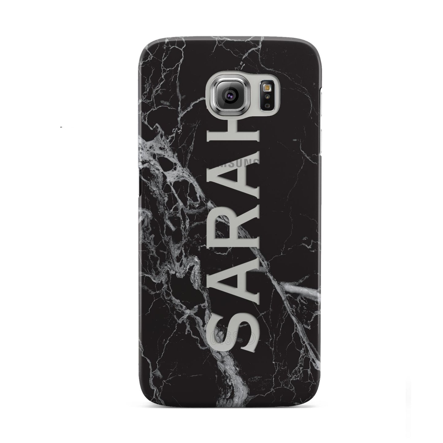 Personalised Clear Name Cutout Black Marble Custom Samsung Galaxy S6 Case