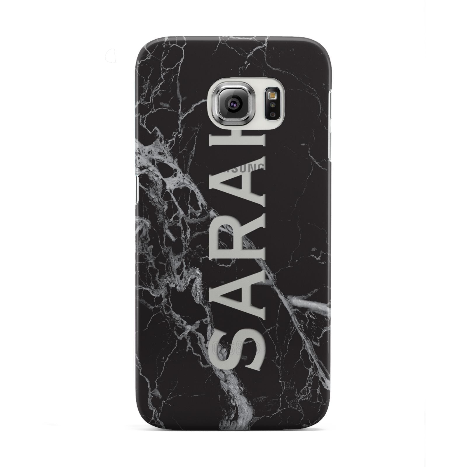 Personalised Clear Name Cutout Black Marble Custom Samsung Galaxy S6 Edge Case