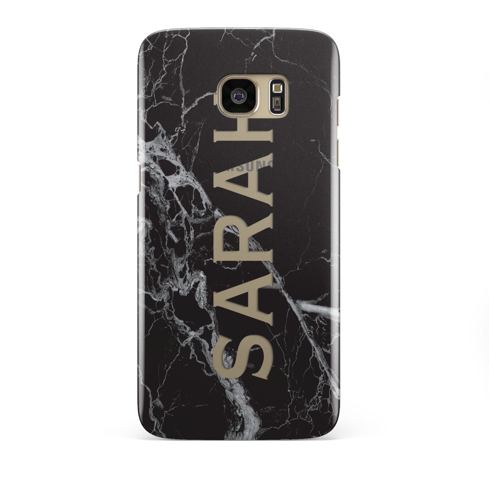 Personalised Clear Name Cutout Black Marble Custom Samsung Galaxy S7 Edge Case