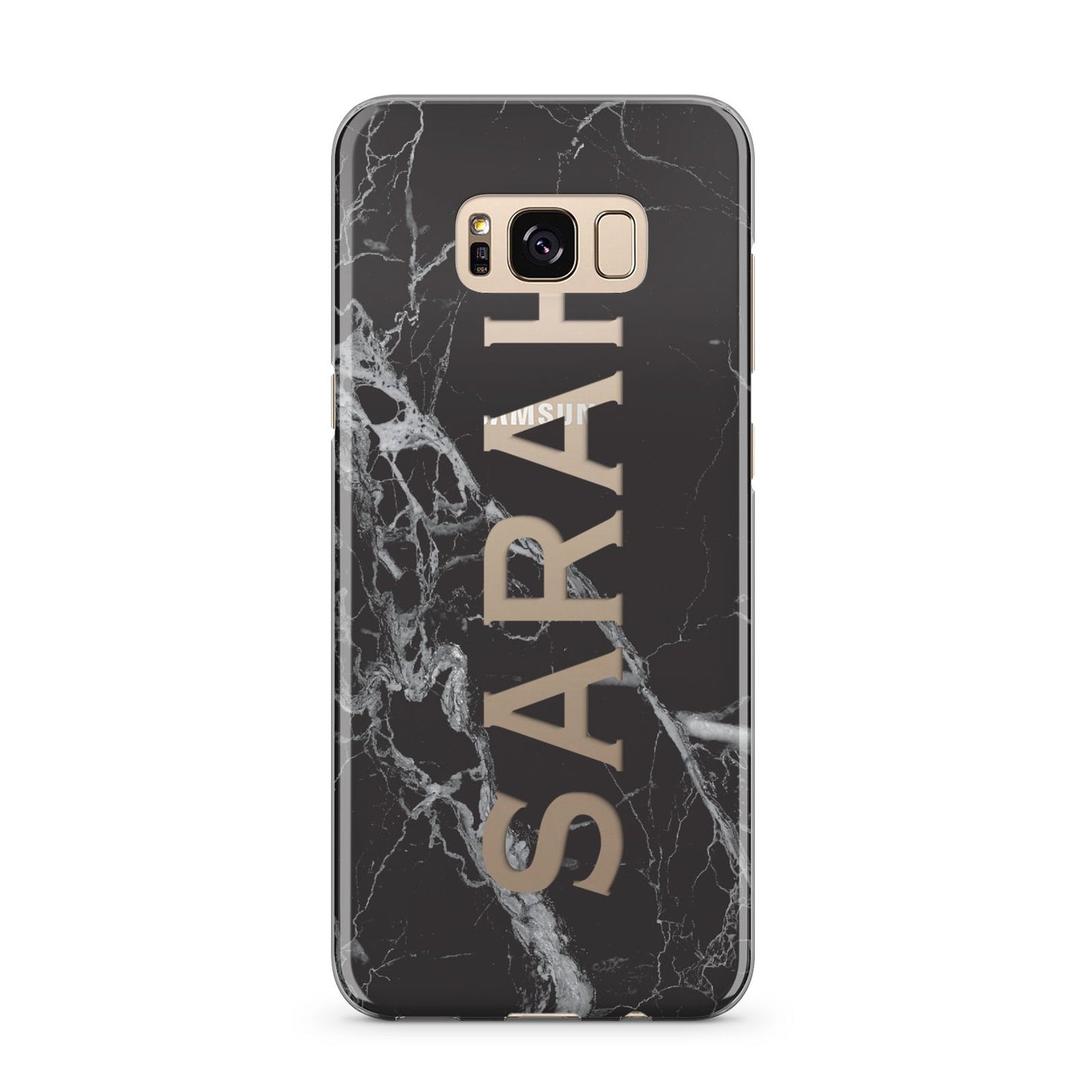 Personalised Clear Name Cutout Black Marble Custom Samsung Galaxy S8 Plus Case