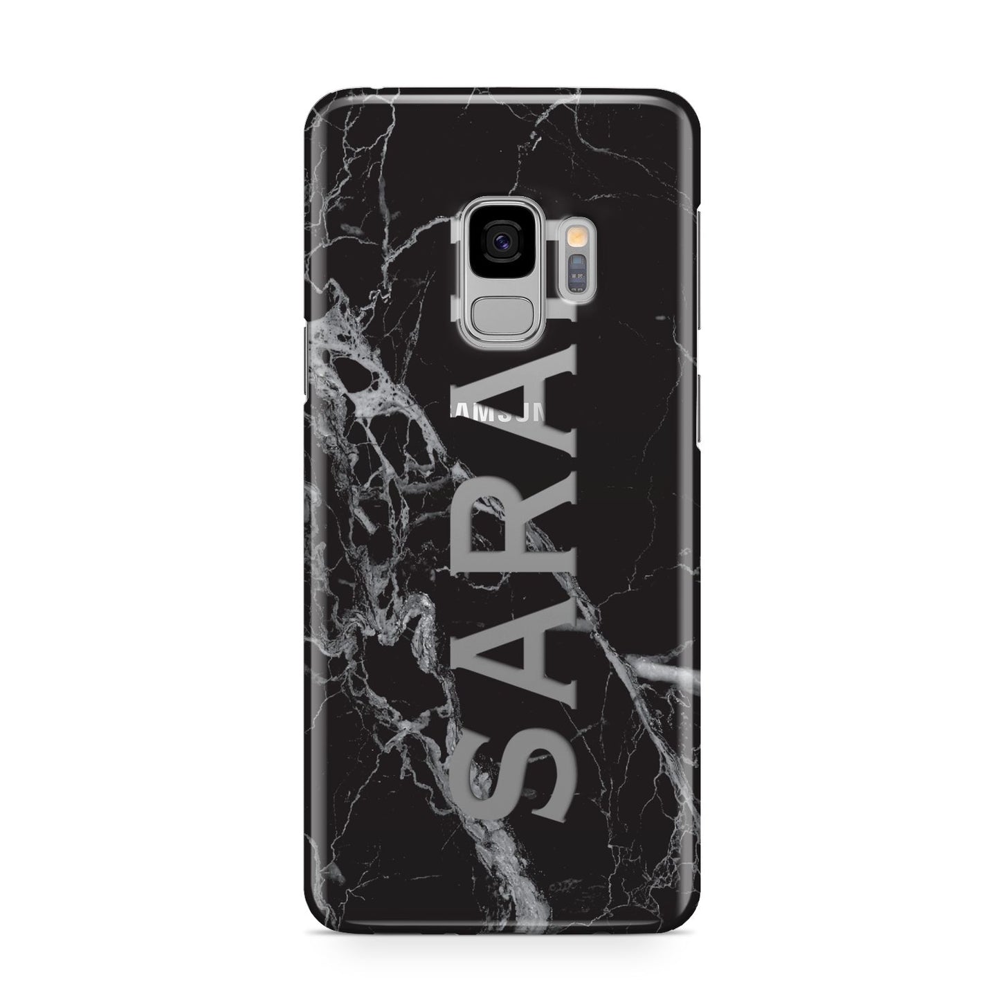 Personalised Clear Name Cutout Black Marble Custom Samsung Galaxy S9 Case