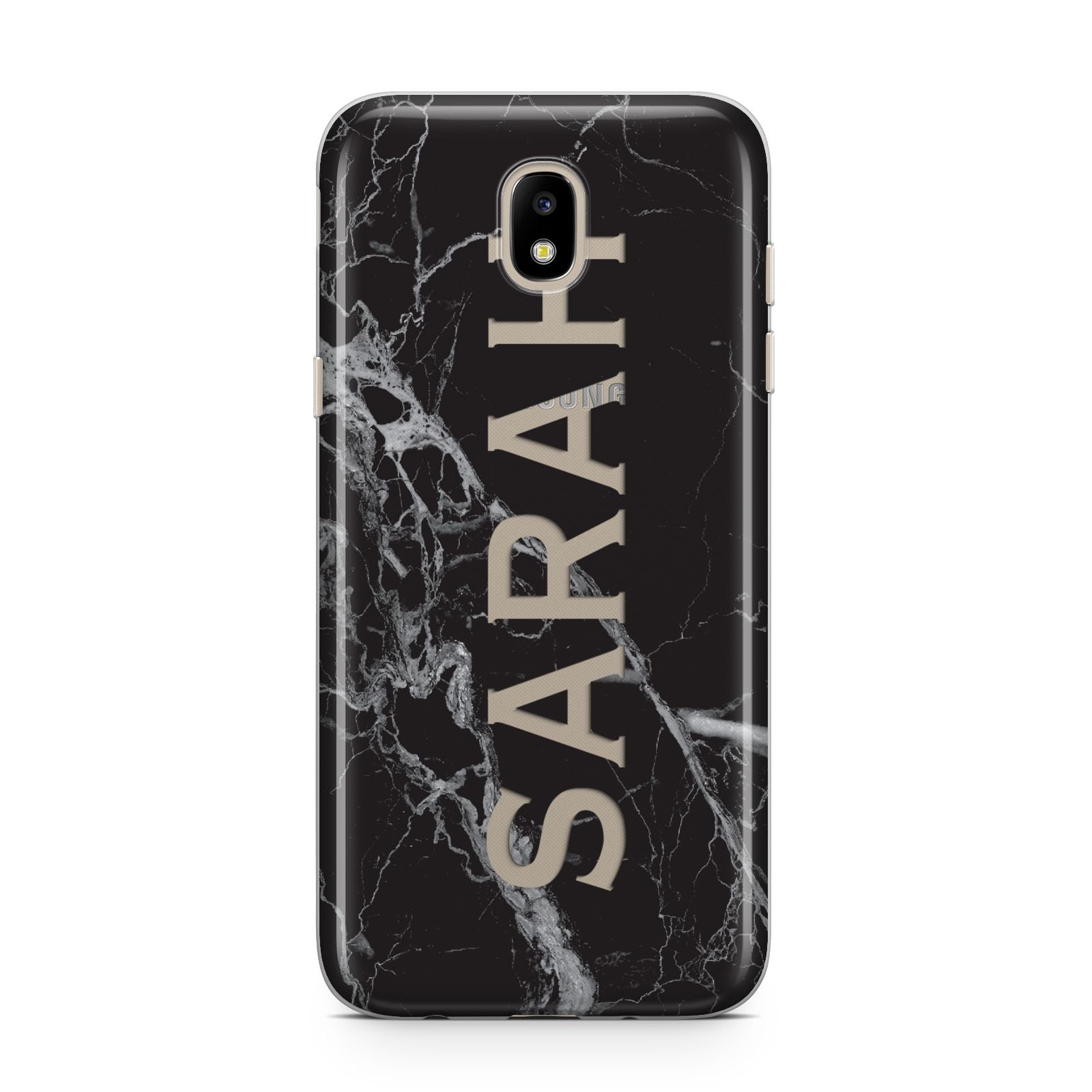 Personalised Clear Name Cutout Black Marble Custom Samsung J5 2017 Case