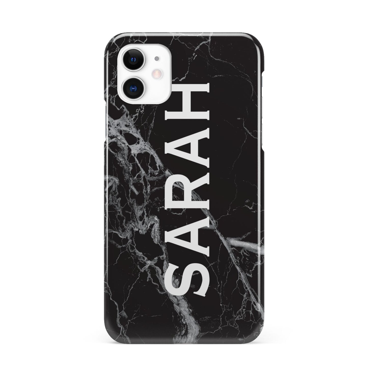 Personalised Clear Name Cutout Black Marble Custom iPhone 11 3D Snap Case