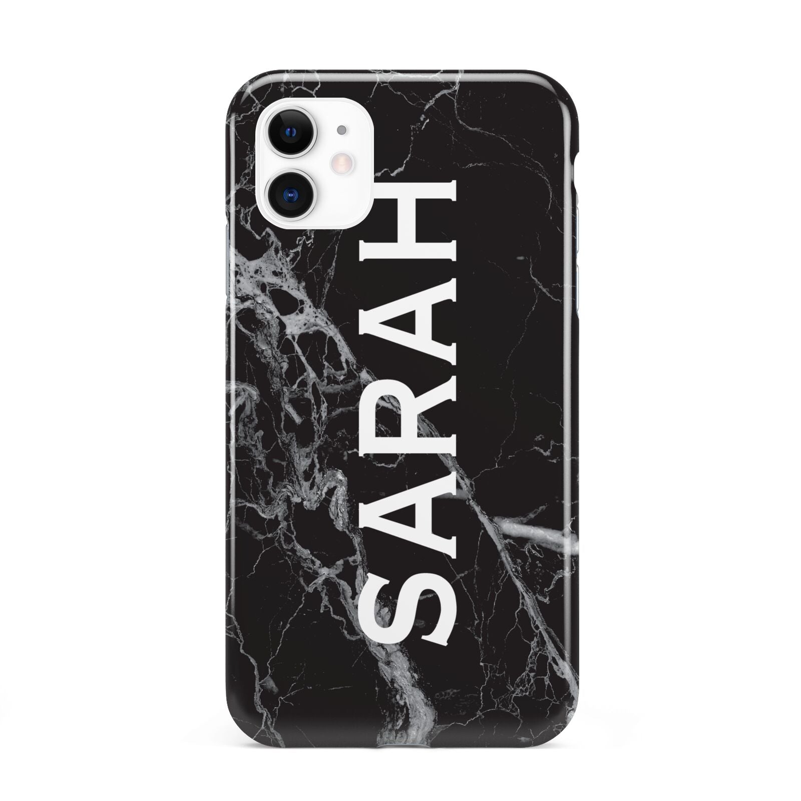 Personalised Clear Name Cutout Black Marble Custom iPhone 11 3D Tough Case