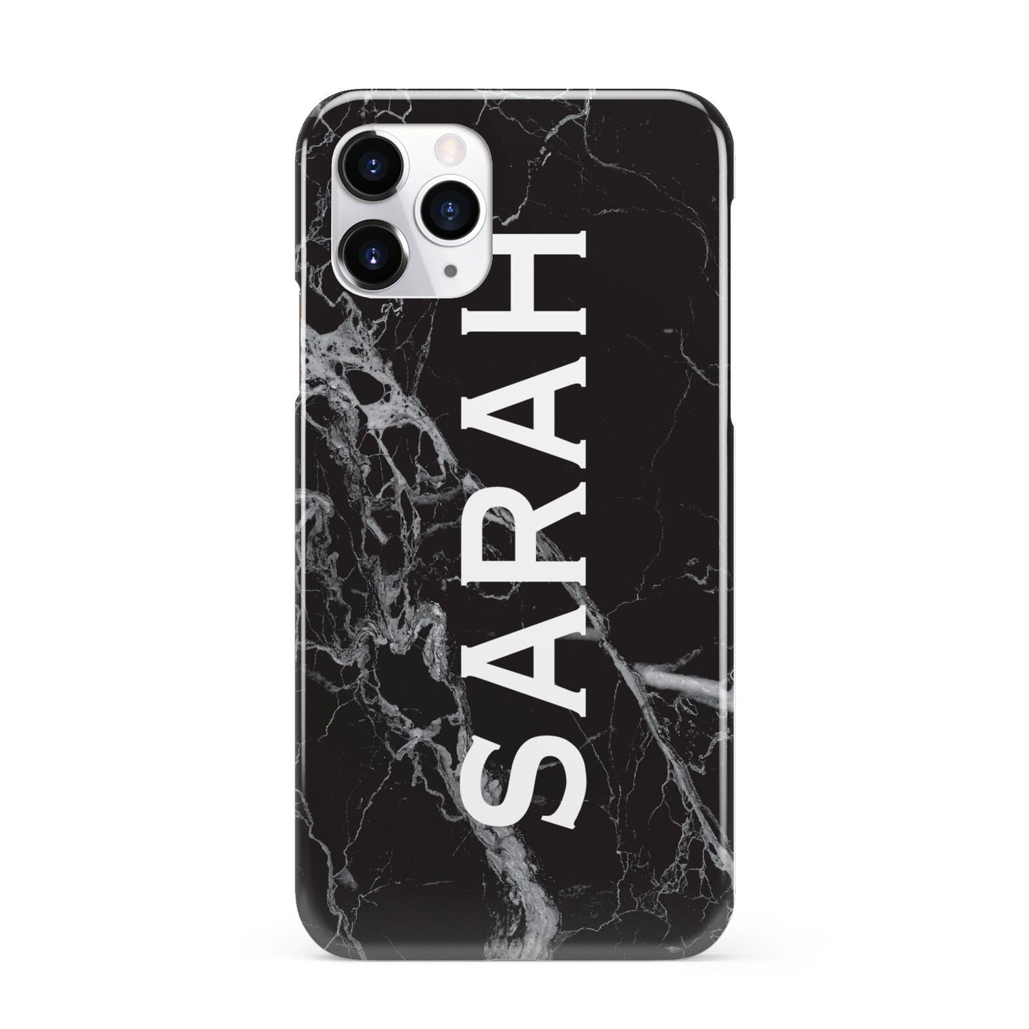 Personalised Clear Name Cutout Black Marble Custom iPhone 11 Pro 3D Snap Case