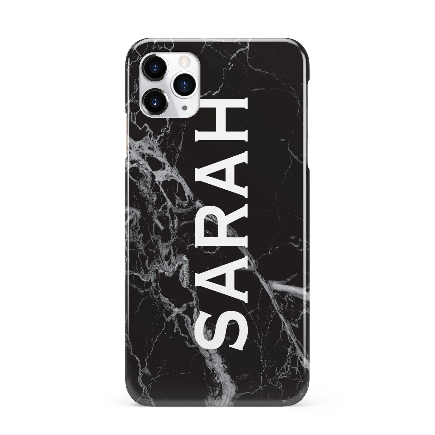 Personalised Clear Name Cutout Black Marble Custom iPhone 11 Pro Max 3D Snap Case