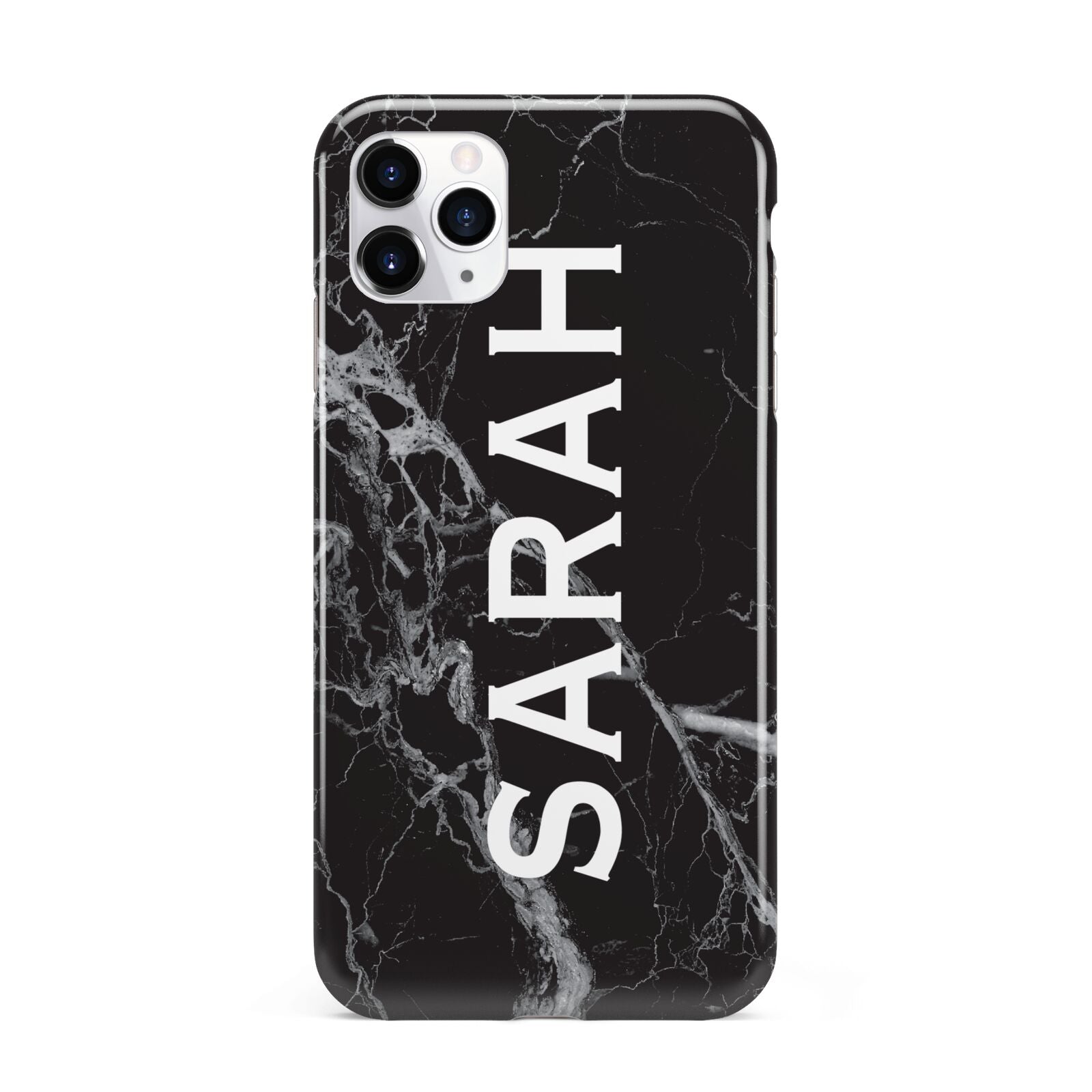 Personalised Clear Name Cutout Black Marble Custom iPhone 11 Pro Max 3D Tough Case