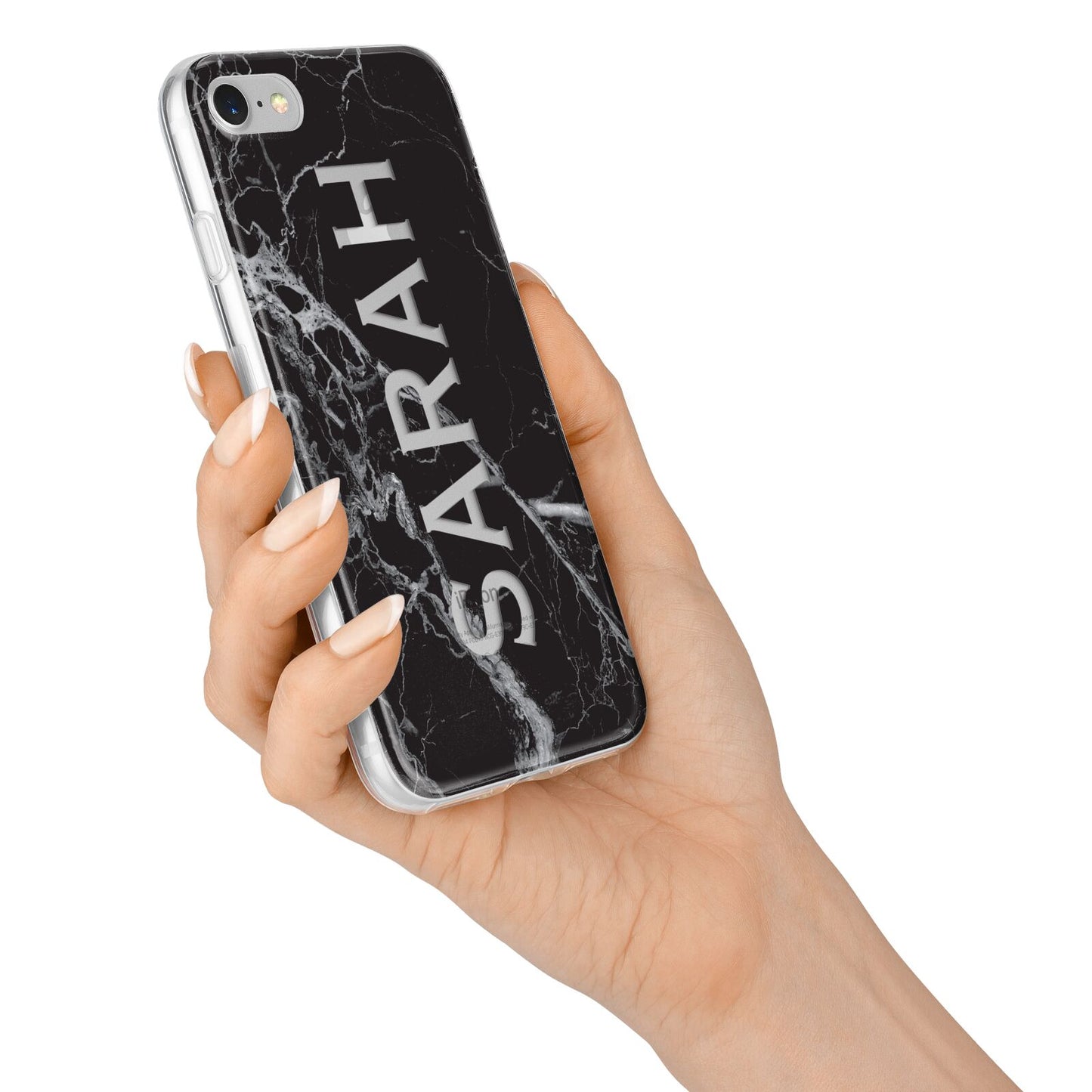 Personalised Clear Name Cutout Black Marble Custom iPhone 7 Bumper Case on Silver iPhone Alternative Image