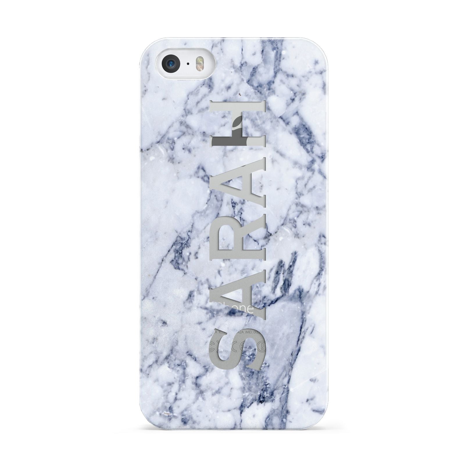 Personalised Clear Name Cutout Blue Marble Custom Apple iPhone 5 Case