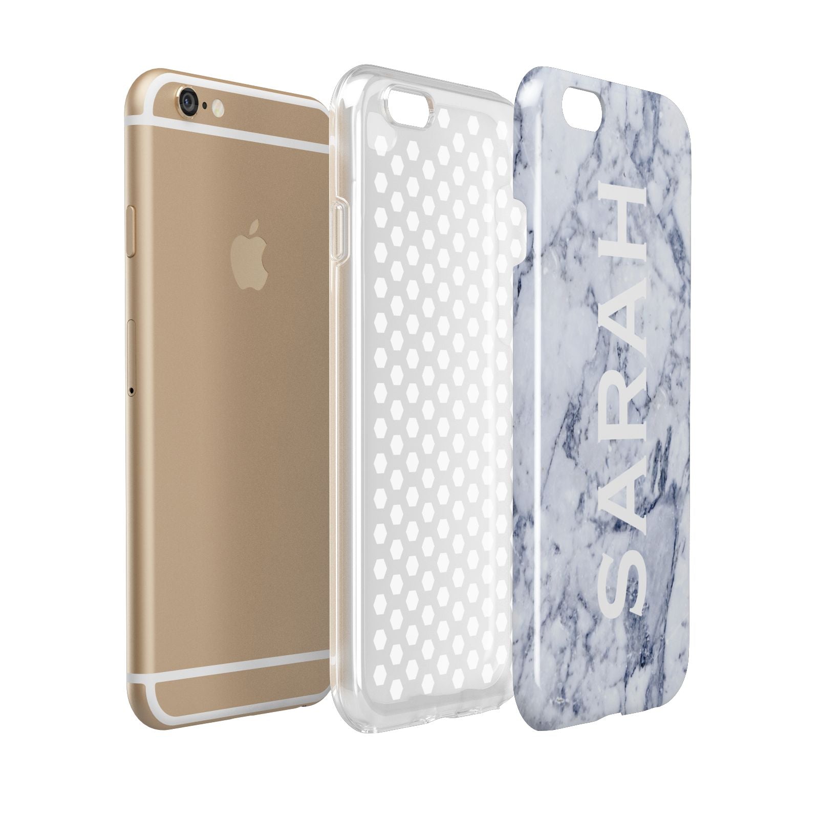 Personalised Clear Name Cutout Blue Marble Custom Apple iPhone 6 3D Tough Case Expanded view