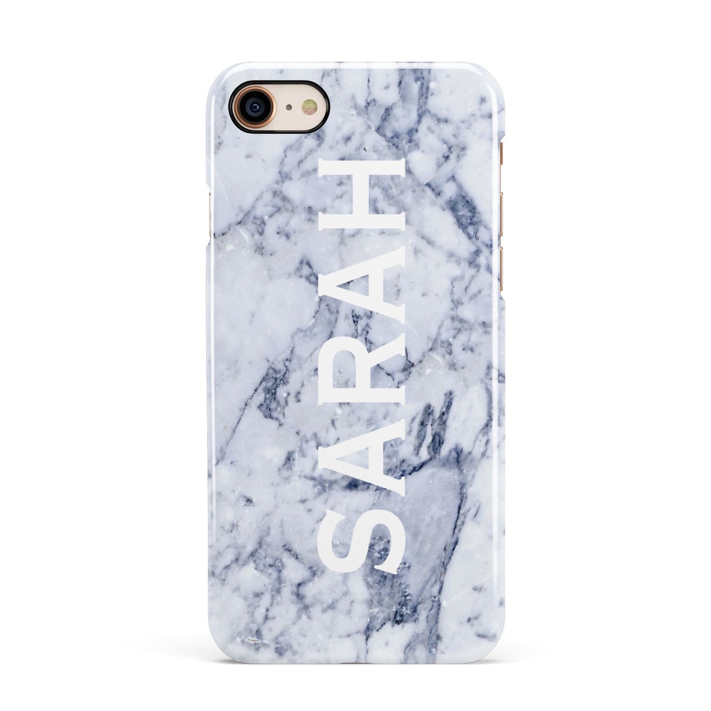 Personalised Clear Name Cutout Blue Marble Custom Apple iPhone 7 8 3D Snap Case