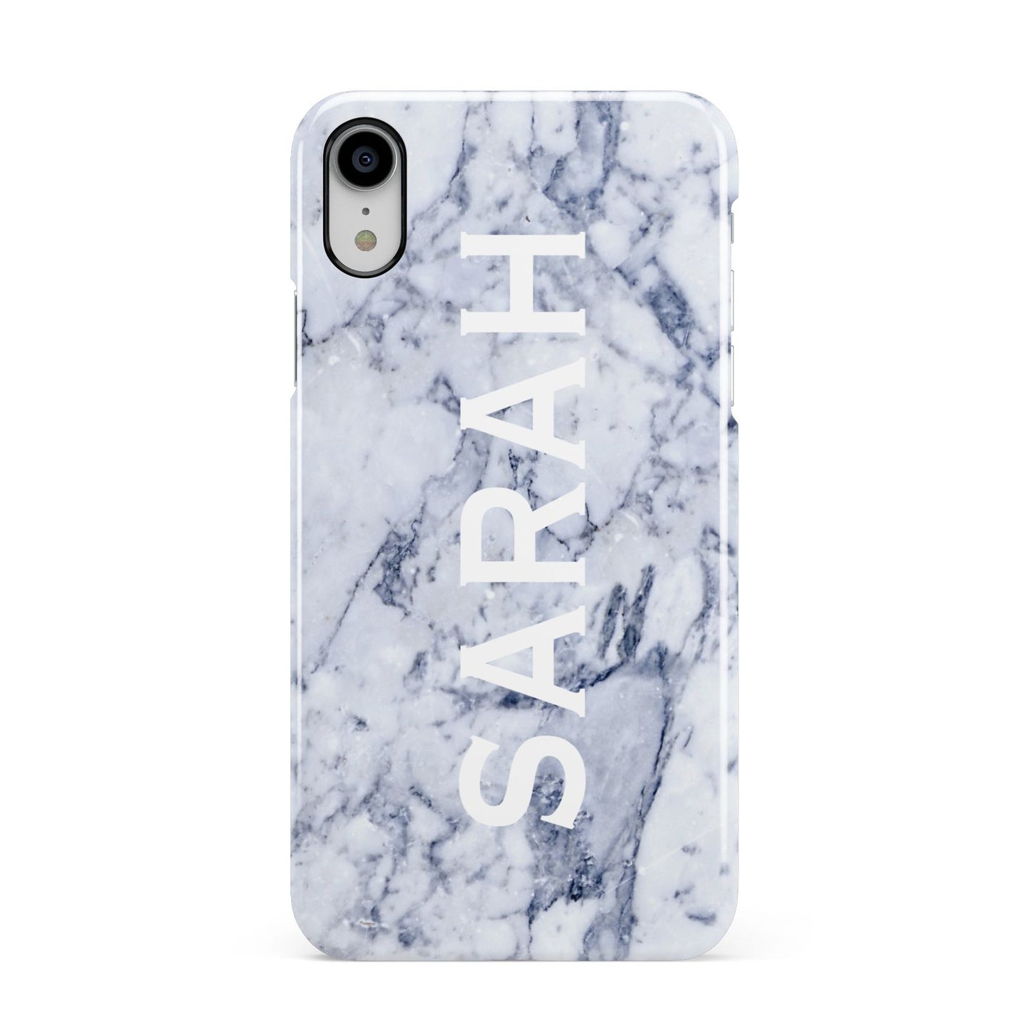 Personalised Clear Name Cutout Blue Marble Custom Apple iPhone XR White 3D Snap Case