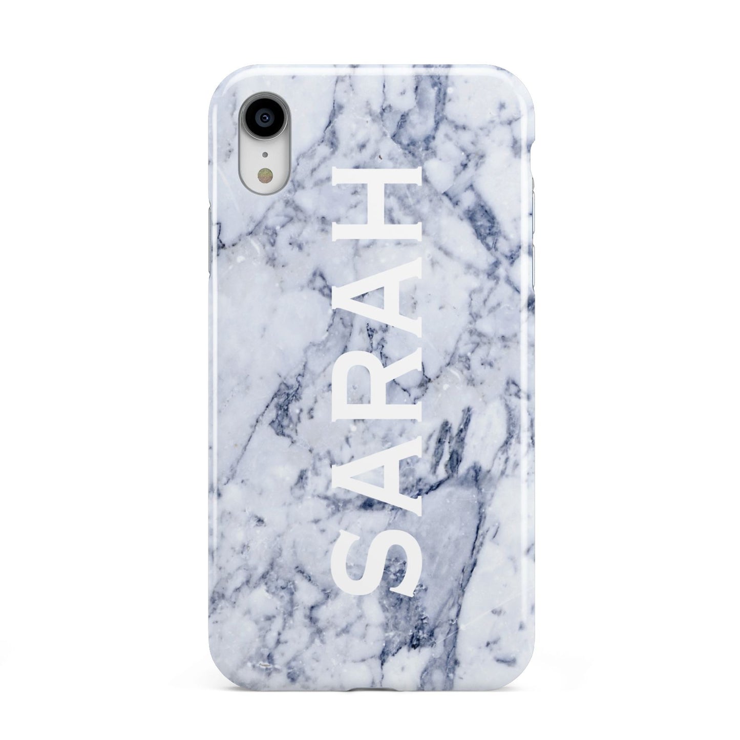 Personalised Clear Name Cutout Blue Marble Custom Apple iPhone XR White 3D Tough Case