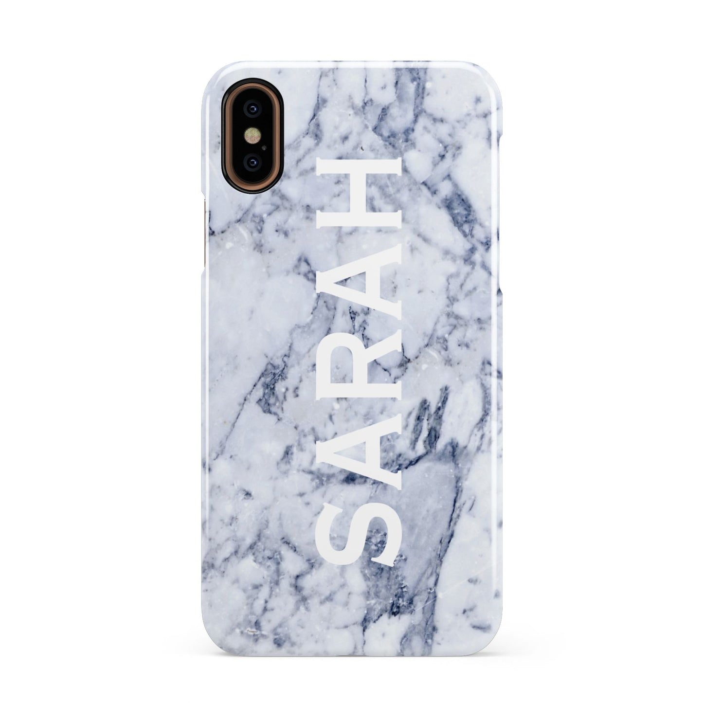 Personalised Clear Name Cutout Blue Marble Custom Apple iPhone XS 3D Snap Case