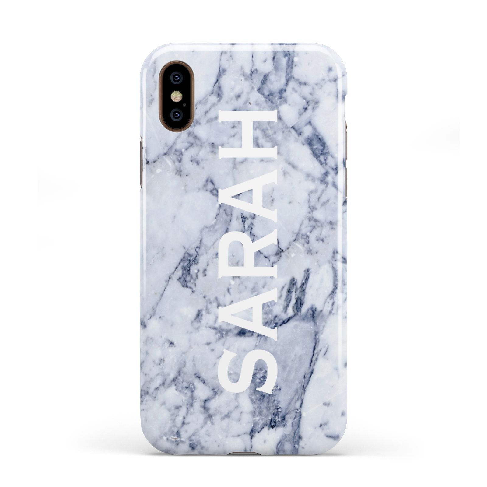 Personalised Clear Name Cutout Blue Marble Custom Apple iPhone XS 3D Tough