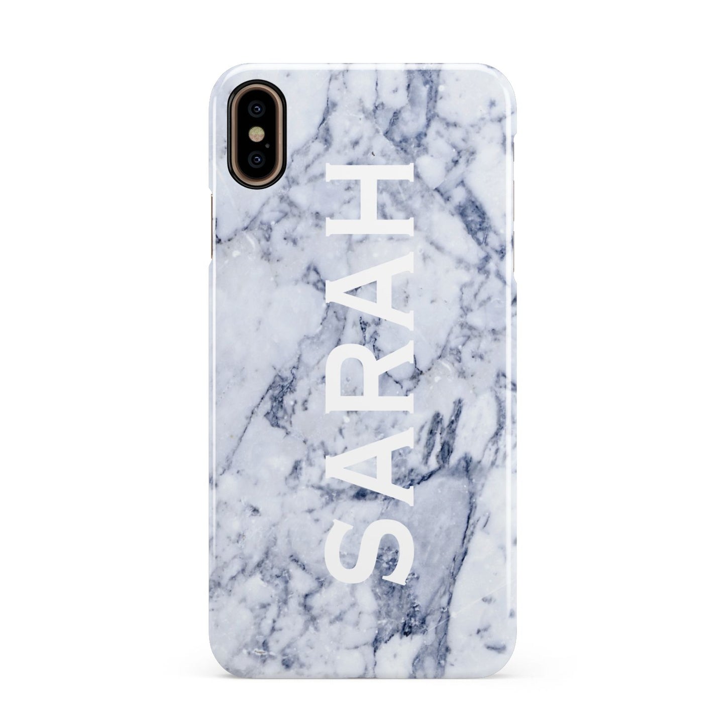 Personalised Clear Name Cutout Blue Marble Custom Apple iPhone Xs Max 3D Snap Case