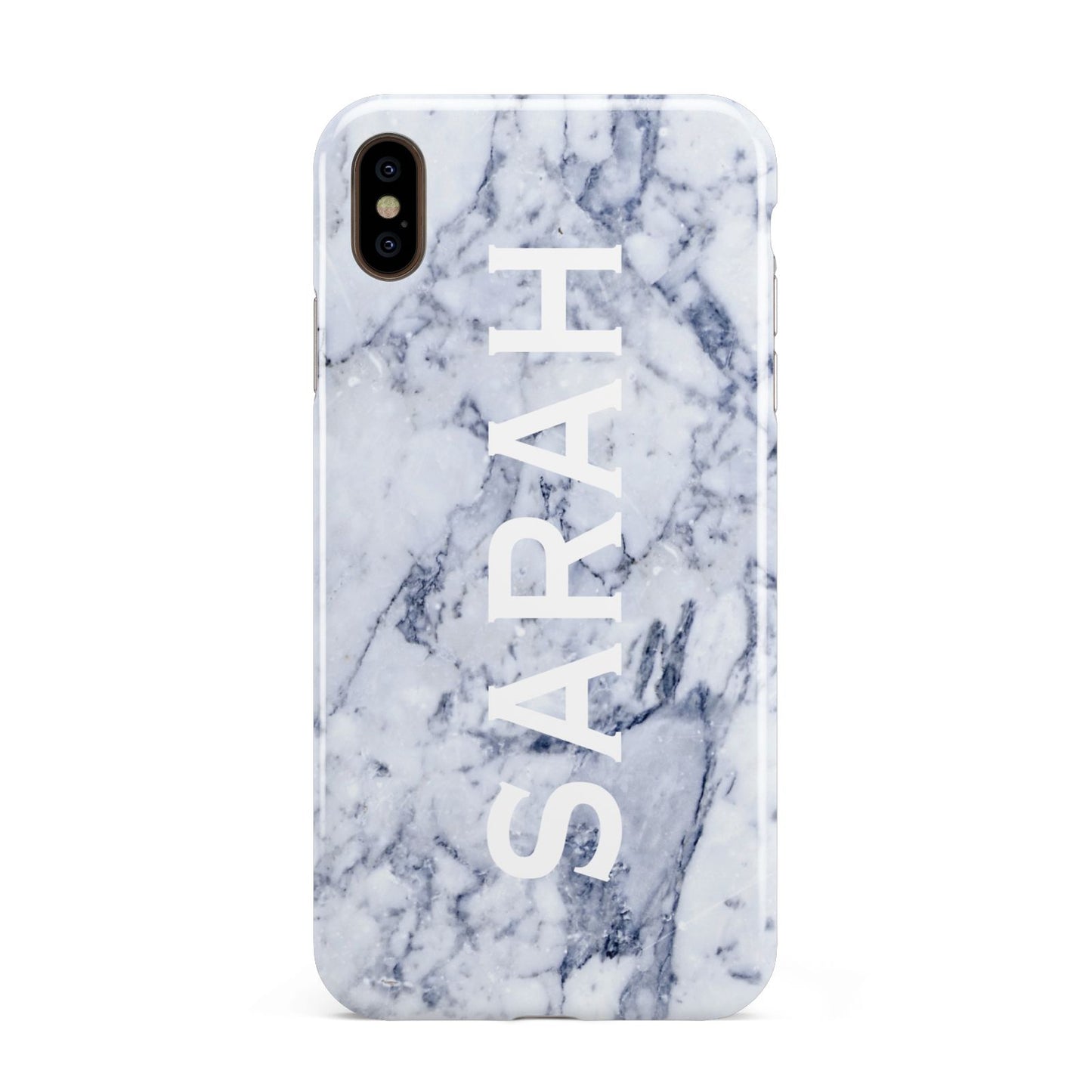 Personalised Clear Name Cutout Blue Marble Custom Apple iPhone Xs Max 3D Tough Case