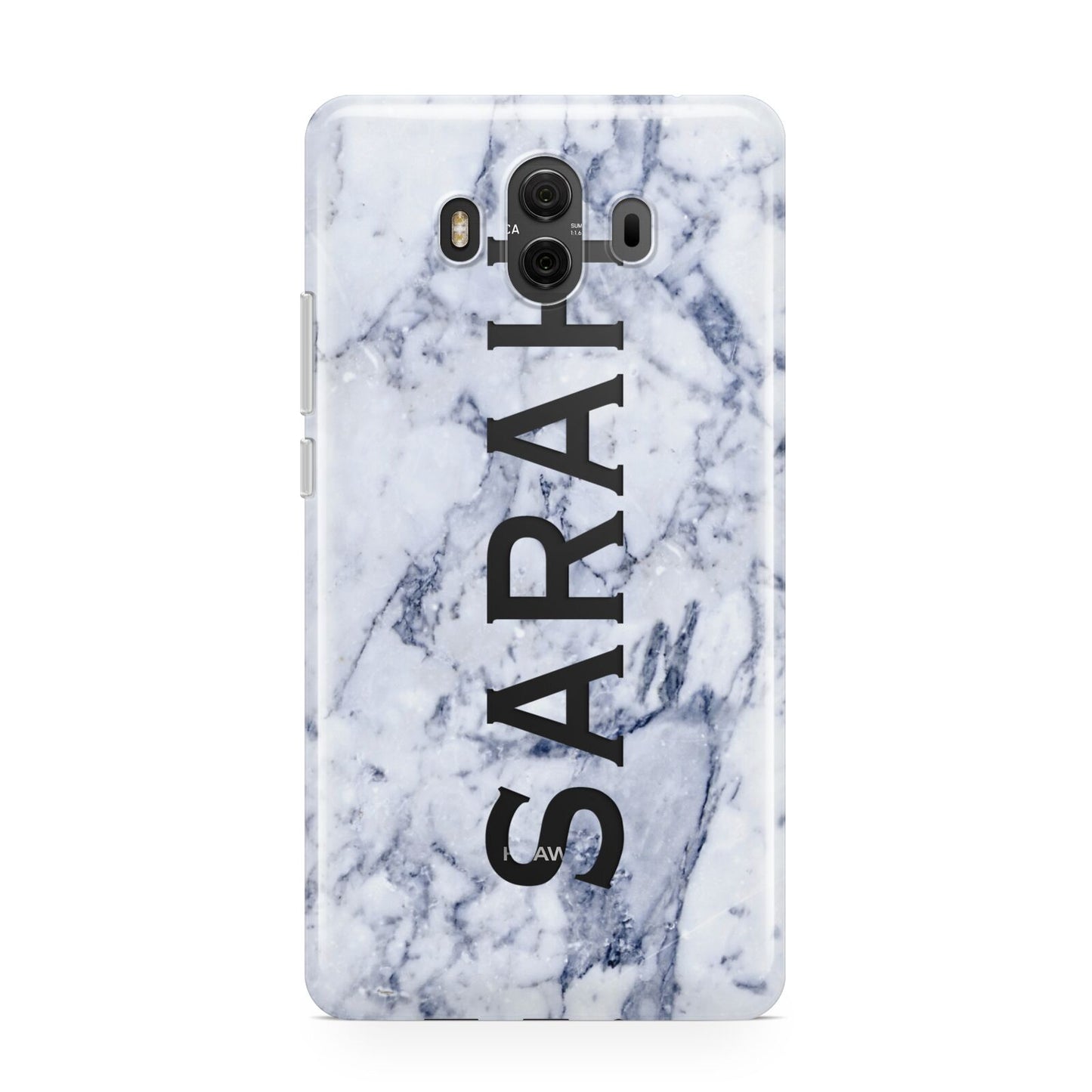 Personalised Clear Name Cutout Blue Marble Custom Huawei Mate 10 Protective Phone Case