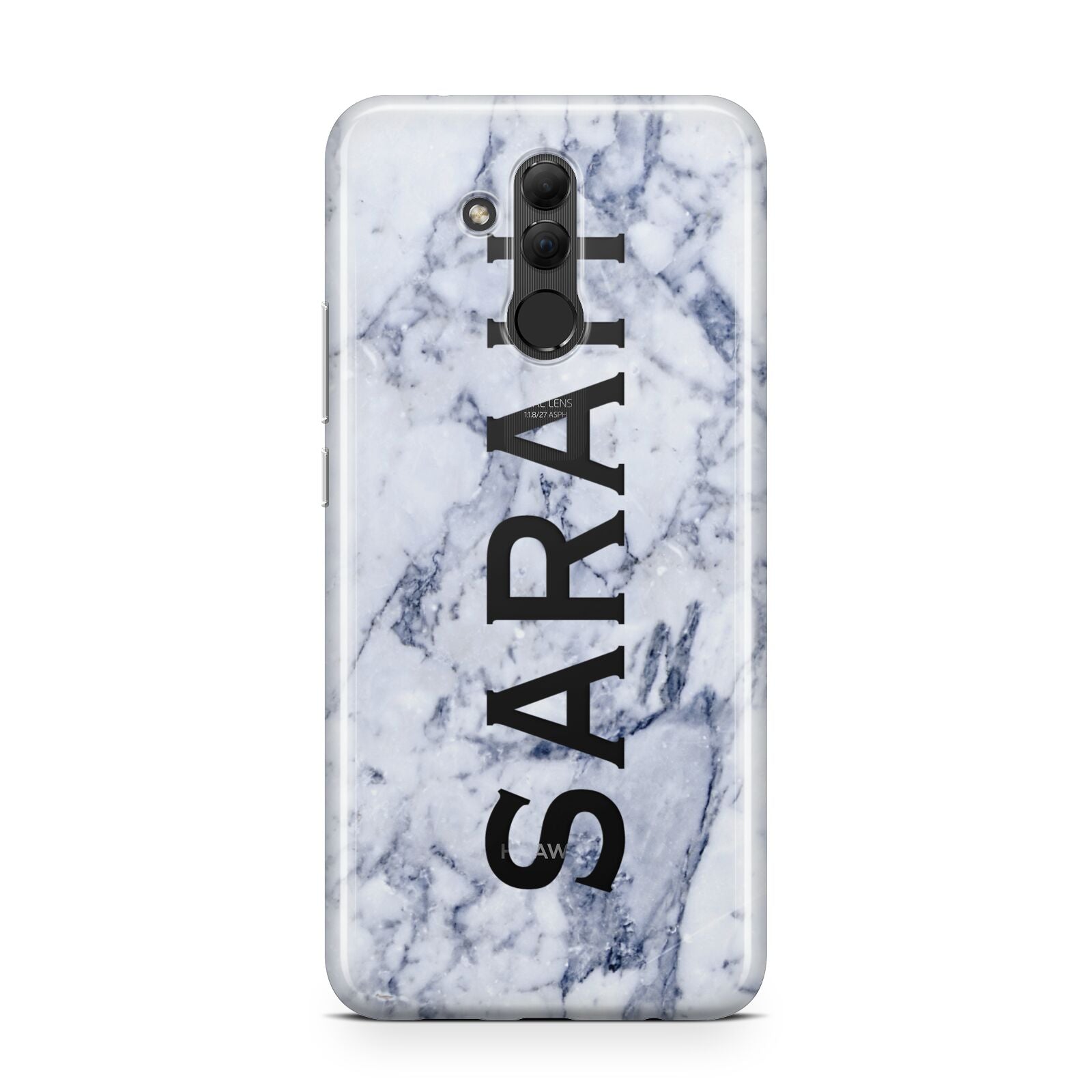 Personalised Clear Name Cutout Blue Marble Custom Huawei Mate 20 Lite