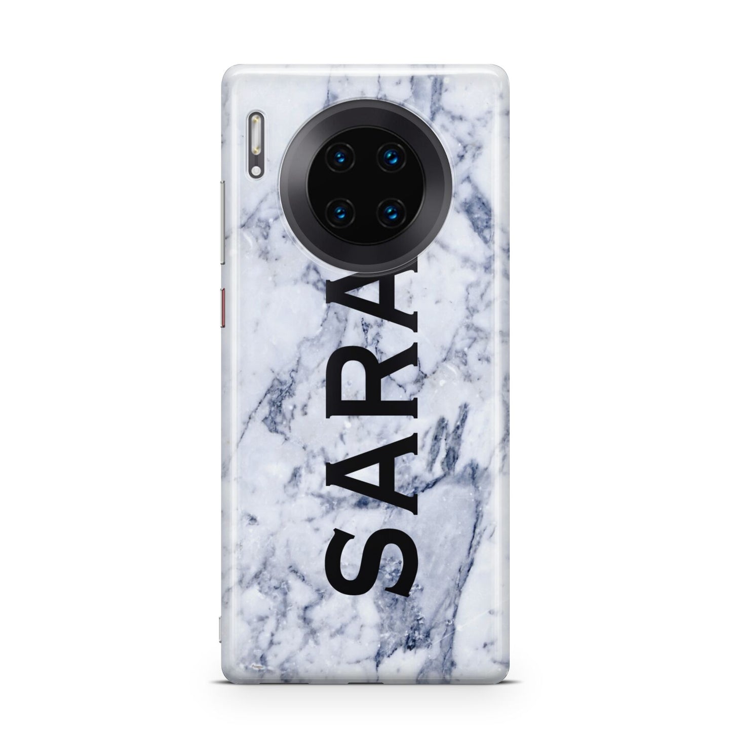 Personalised Clear Name Cutout Blue Marble Custom Huawei Mate 30 Pro Phone Case