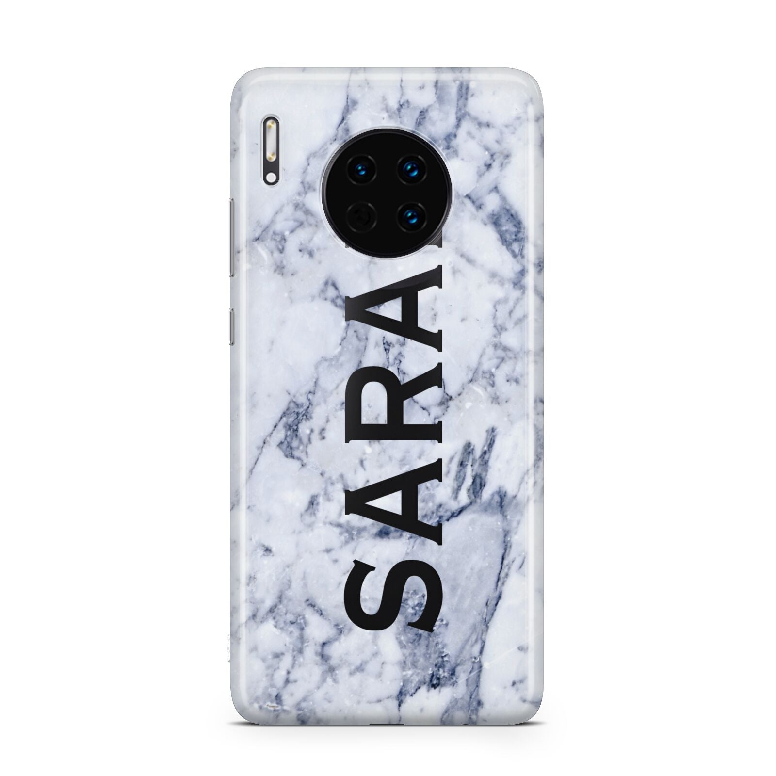 Personalised Clear Name Cutout Blue Marble Custom Huawei Mate 30