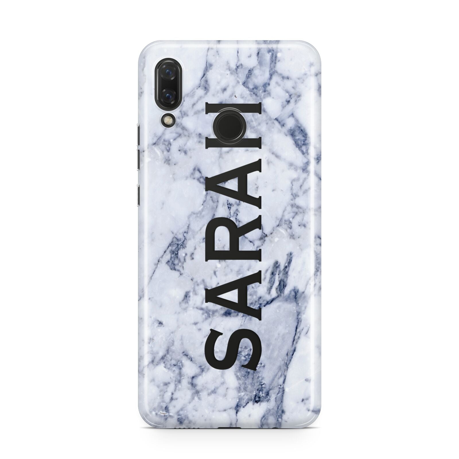 Personalised Clear Name Cutout Blue Marble Custom Huawei Nova 3 Phone Case