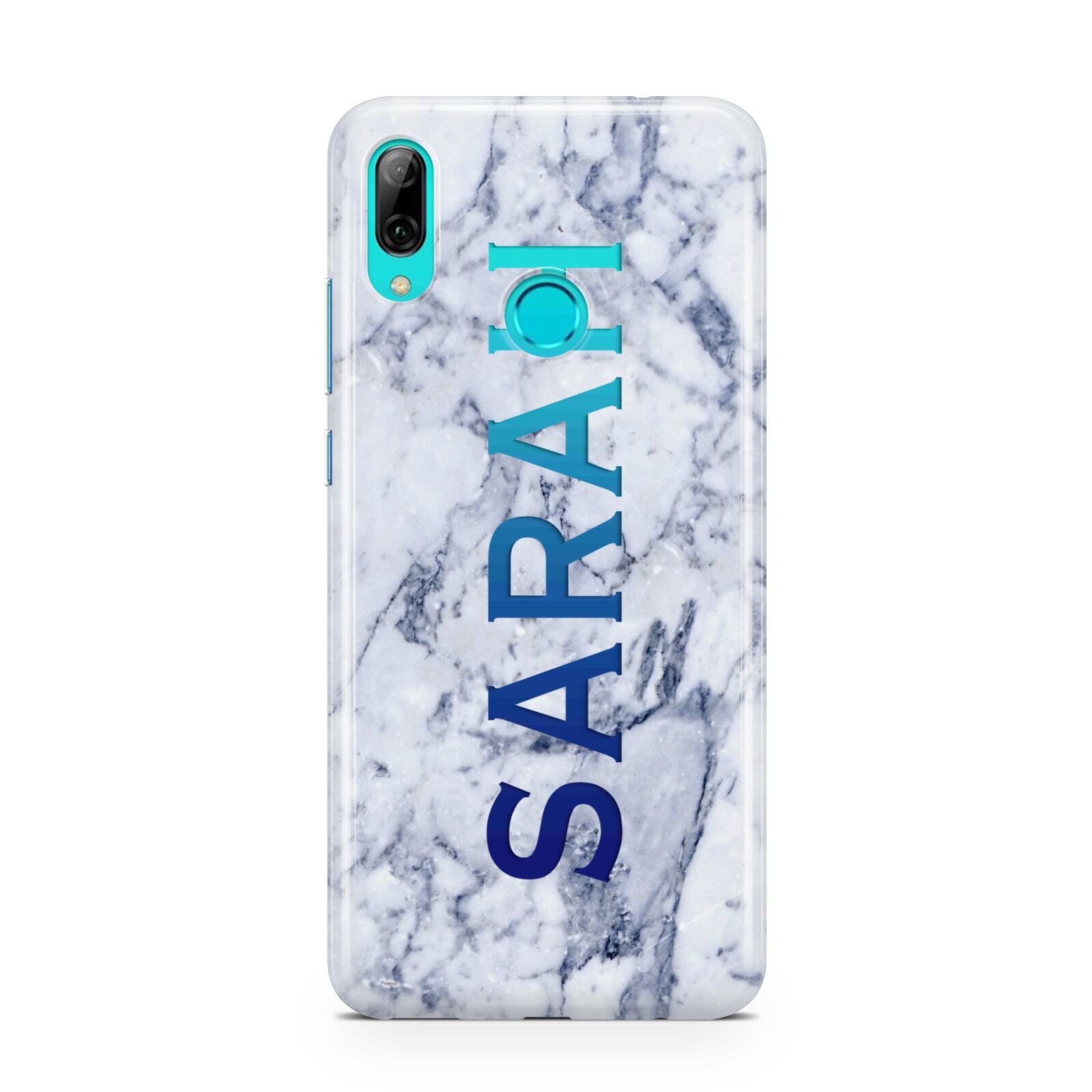 Personalised Clear Name Cutout Blue Marble Custom Huawei P Smart 2019 Case