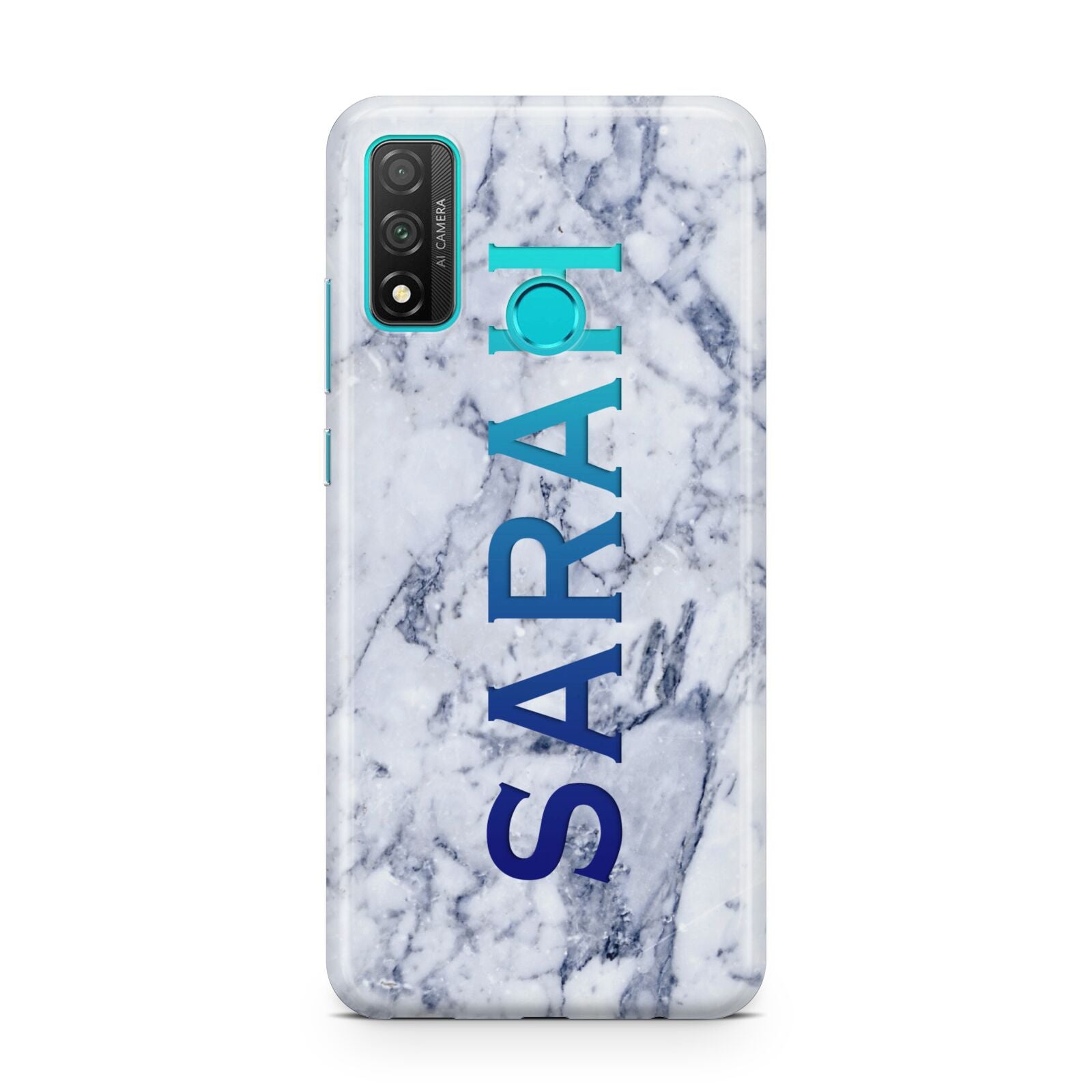 Personalised Clear Name Cutout Blue Marble Custom Huawei P Smart 2020