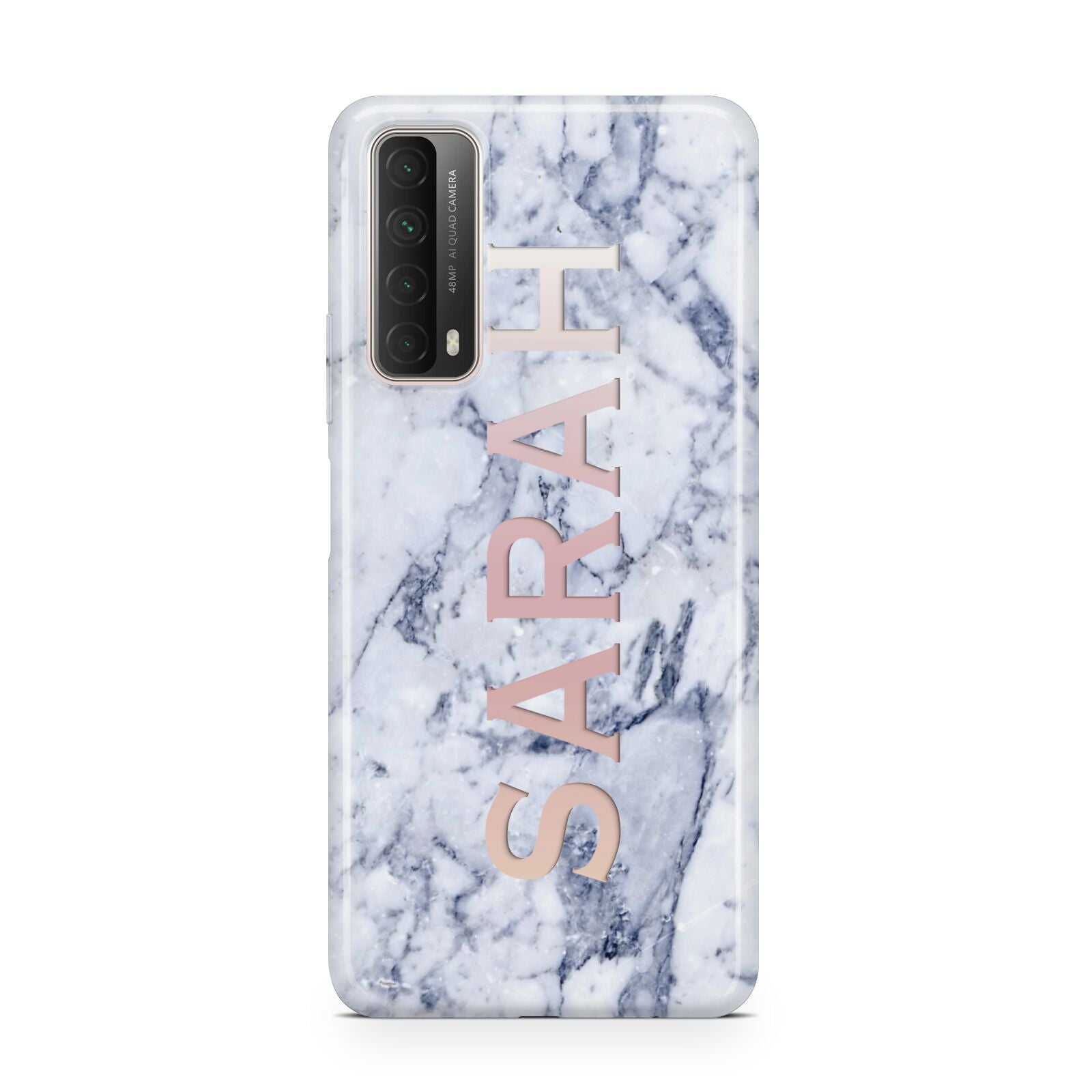 Personalised Clear Name Cutout Blue Marble Custom Huawei P Smart 2021