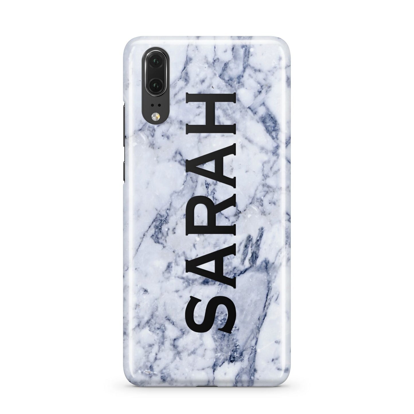 Personalised Clear Name Cutout Blue Marble Custom Huawei P20 Phone Case