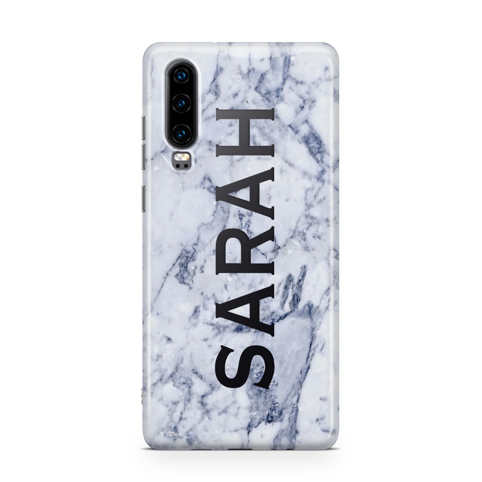 Personalised Clear Name Cutout Blue Marble Custom Huawei P30 Phone Case