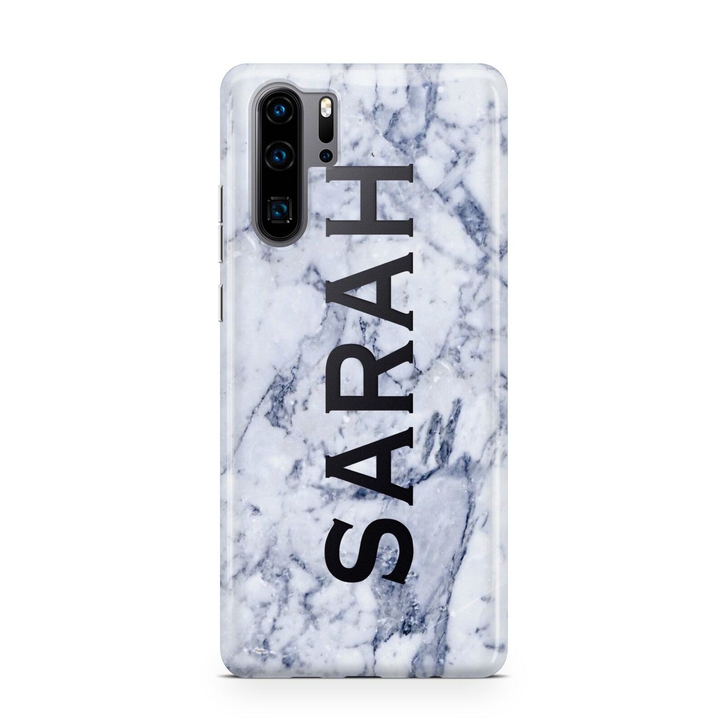 Personalised Clear Name Cutout Blue Marble Custom Huawei P30 Pro Phone Case