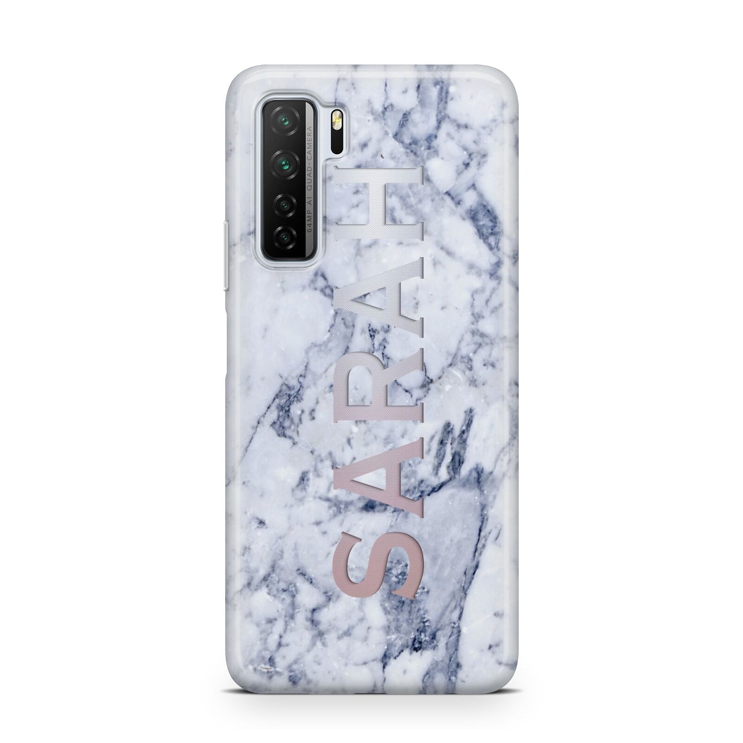 Personalised Clear Name Cutout Blue Marble Custom Huawei P40 Lite 5G Phone Case