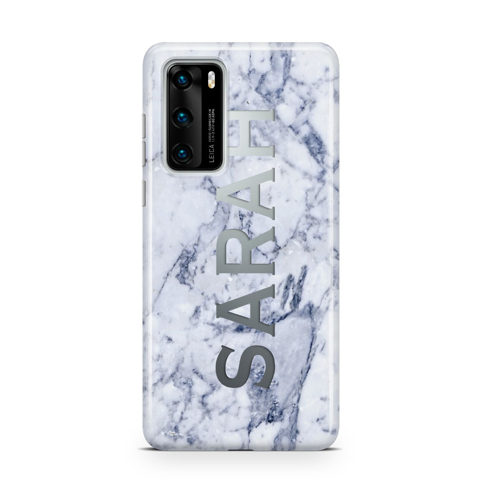 Personalised Clear Name Cutout Blue Marble Custom Huawei P40 Phone Case