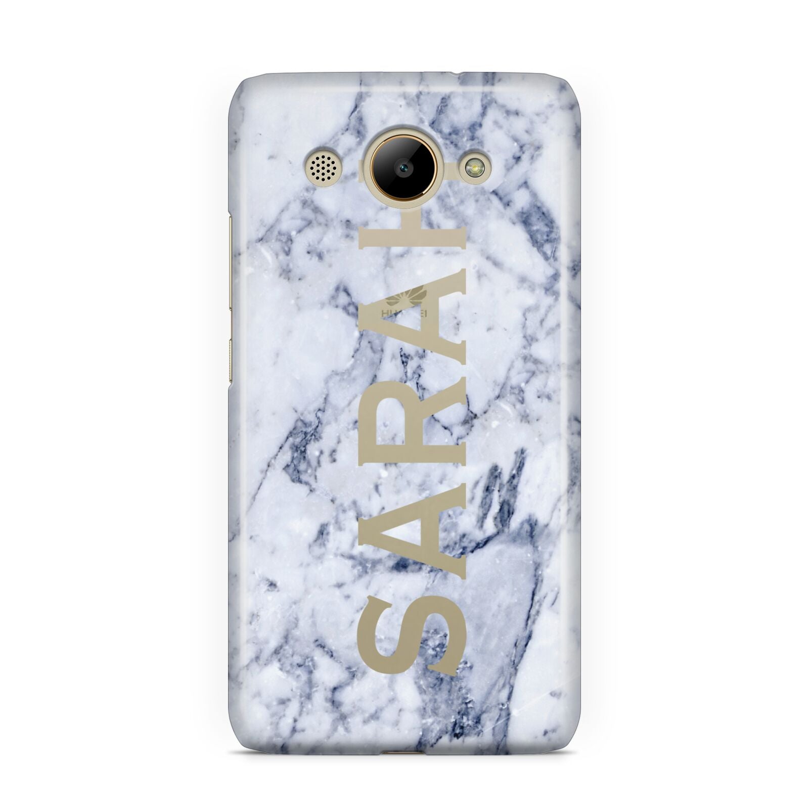 Personalised Clear Name Cutout Blue Marble Custom Huawei Y3 2017