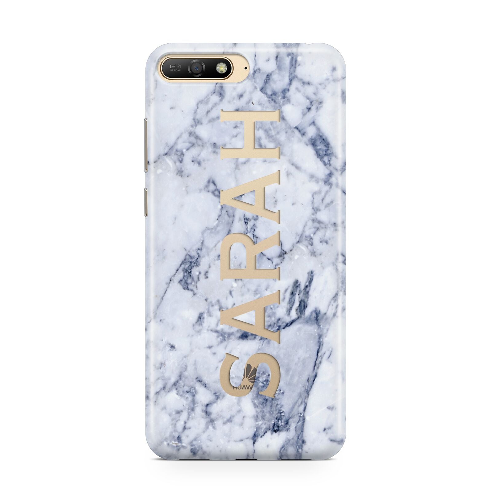 Personalised Clear Name Cutout Blue Marble Custom Huawei Y6 2018